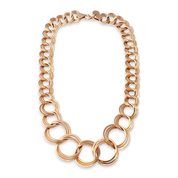 Dolce Vita 18K Gold Plated Bronze Necklace Graduated Triple Link Made in Italy - Picture 3 of 5